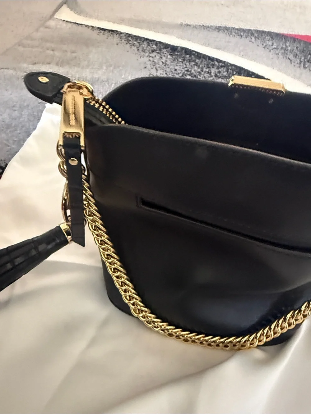 Michael Kors Black Zebra Leopard Crossbody with Red Stripes